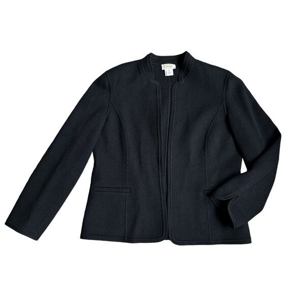 Talbots Jackets & Blazers - Talbots Blazer Womens Vintage Wool Open Front Blazer Black 14 Cottagecore Boho